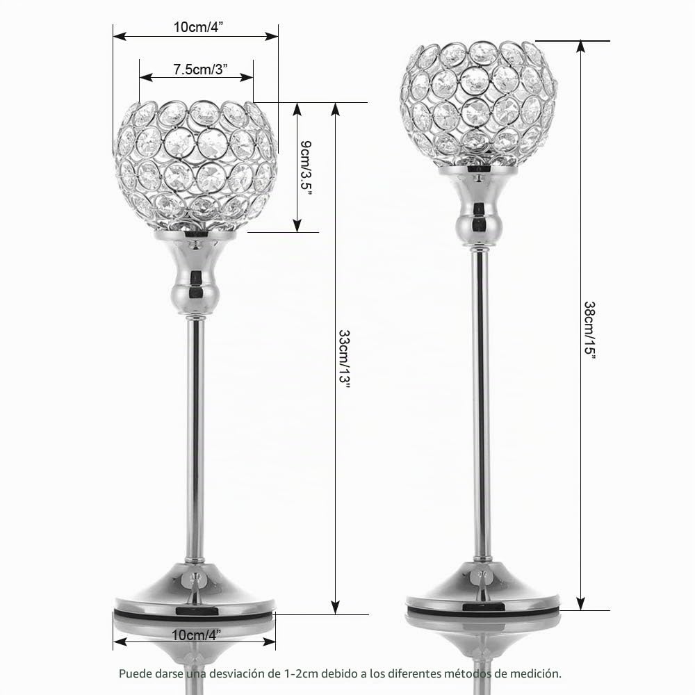 Juego de candelabros de cristal, para decoración del hogar, Plateado, 30 &35cm