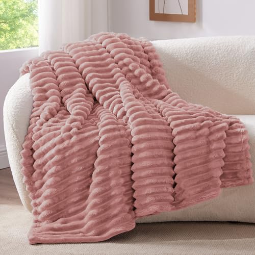 BEDELITE Fluffy Fleece Blanket Cosy Soft Throw 127x152 cm Dusty Pink