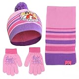 Disney Girls Princess Winter Hat, Scarf, & Kids Gloves Set For Ages 4-7, Pink/Purple