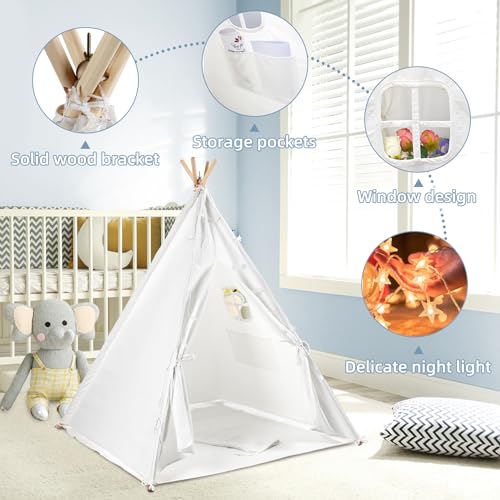 Teepee Tent Portable Foldable Children’s Play Tent with LED Fairy Lights - Image 3