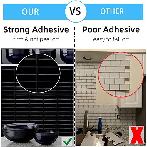 Backsplash Tile For Kitchen Peel And Stick, New Upgrade Self Adhesive 12" X 12" Large Premium Peel And Stick Backsplash For Kitchen, Stick On Tiles For Backsplash Kitchen, Black (10-Sheet) #TOP6