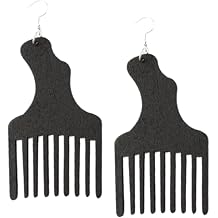 Afro Pick Wood Earrings