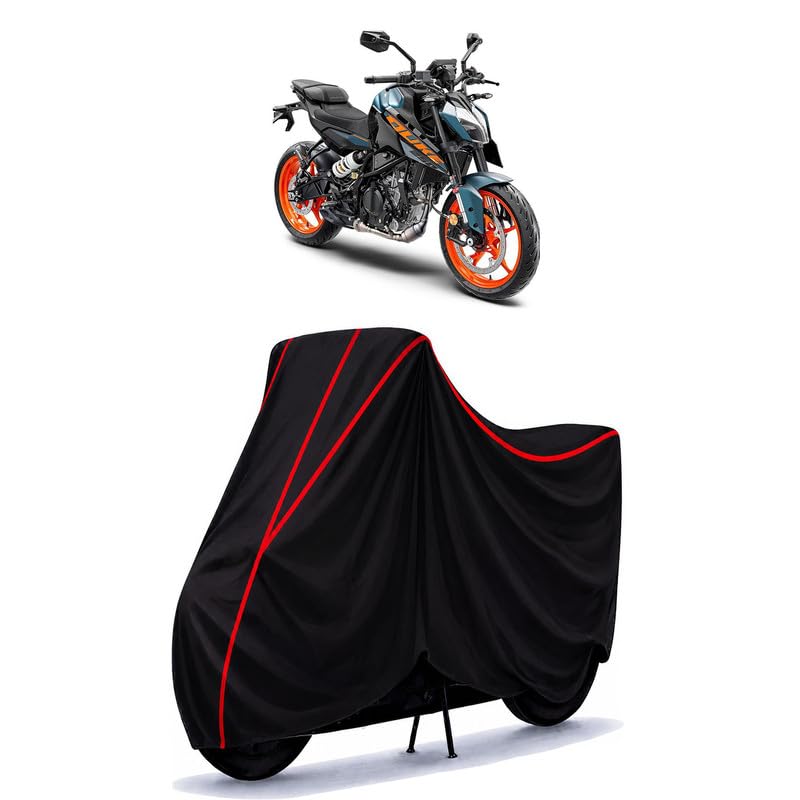 Image of KTM 250 Duke Water Resistant Bike Cover for All Motorcycles & Rain | Heavy Duty Taffeta Fabric | UV Protection, Dustproof, Scratchproof | All Weather Two Wheeler Body Cover with Elastic Bottom