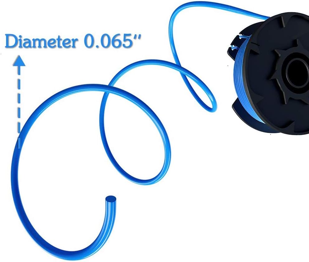 AC14RL3A String Trimmer Replacement Spool Line Suitable for Ryobi One+18v, 24v, 40v Cordless Trimmers,0.065" Auto Feed Cordless Weed Eater Spools Line with AC14HCA Cap Covers Parts(8 Spools, 1 Cap)