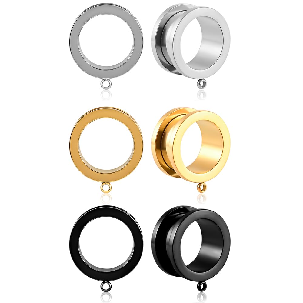 Vankula Ohr Tunnel mit anhänger 4 PCS DIY Double Flared Flesh Plug Edelstahl für männer damen Ohrpiercing Gestreckte Schmuck 6mm bis 22mm