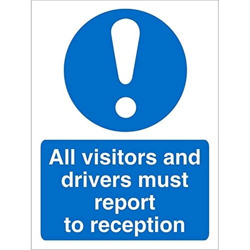 Seco All Visitors and Drivers Must Report to Reception Sign, 150mm x 200mm - Self Adhesive Vinyl