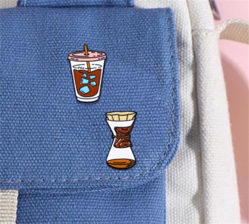 Image of 4pcs Coffee Maker Enamel Pins - Barista Friend Collar Lapel Pin Decoration Badge Gift