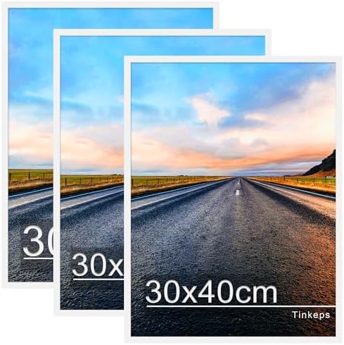 Tinkeps Bilderrahmen 30x40 cm Weiß 3er Pack, MDF | Bilderrahmen für Fotos, Poster, Kunstbilder, Wandmontage, Hoch- und Querformat, mit Acrylplatte, Zuhause, Büro, Galerie