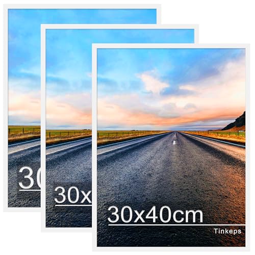 Tinkeps 3er Pack Bilderrahmen 30x40 cm Weiß Bilderrahmen 40x30 Hergestellt aus Holzwerkstoff Rahmen 30x40 Ideal für Fotos Bilder Poster