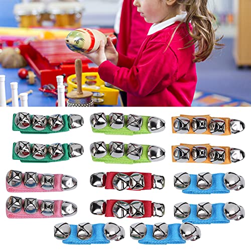 Sinos que sacodem o pulso, 7 pares de bandas de pulso Jingle Bells sinos musicais para o tornozelo p