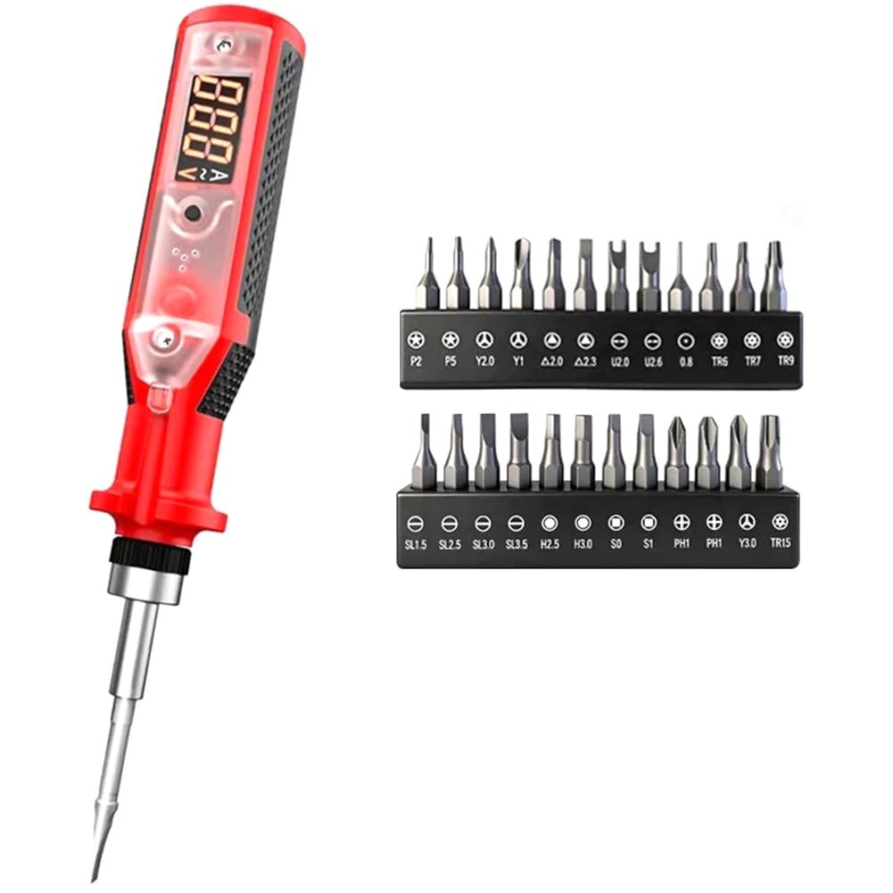 Aundhegrtt As Shown Electrical Induction Circuit Testing Tool Digital Voltage Tester Measuring Pen -Head Flathead Screwdriver Pencil