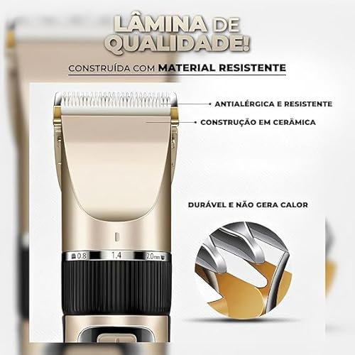 Maquininha Tosa Kit Pet Silenciosa Aparador Recarregável Cachorro Gato