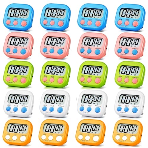 Petites minuteries numériques lot de 20 compactes avec aimant et bouton marche arrêt - 2