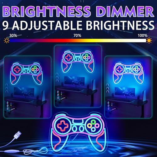 Image of Gamer Neon Sign for Bedroom Decor -Game Controller for Game Room Decoration,USB Lights Led Gaming Neon for Teen Boy Room Decor -Best Gamer Gifts for Boys Kids (16.5 * 11.4in)