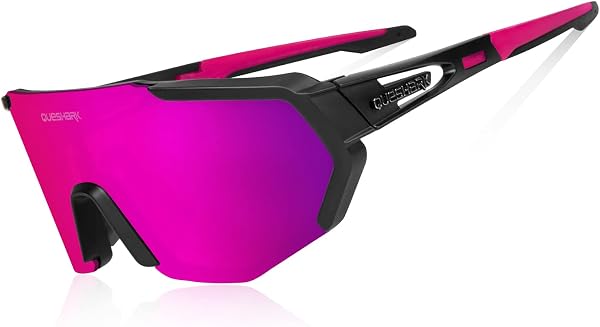 Queshark Polarizzati Anti-UV Occhiali da Ciclismo Bici MTB Intercambiabili per Sport Uomo Donna Guida Pesca Golf Baseball Corsa - 1