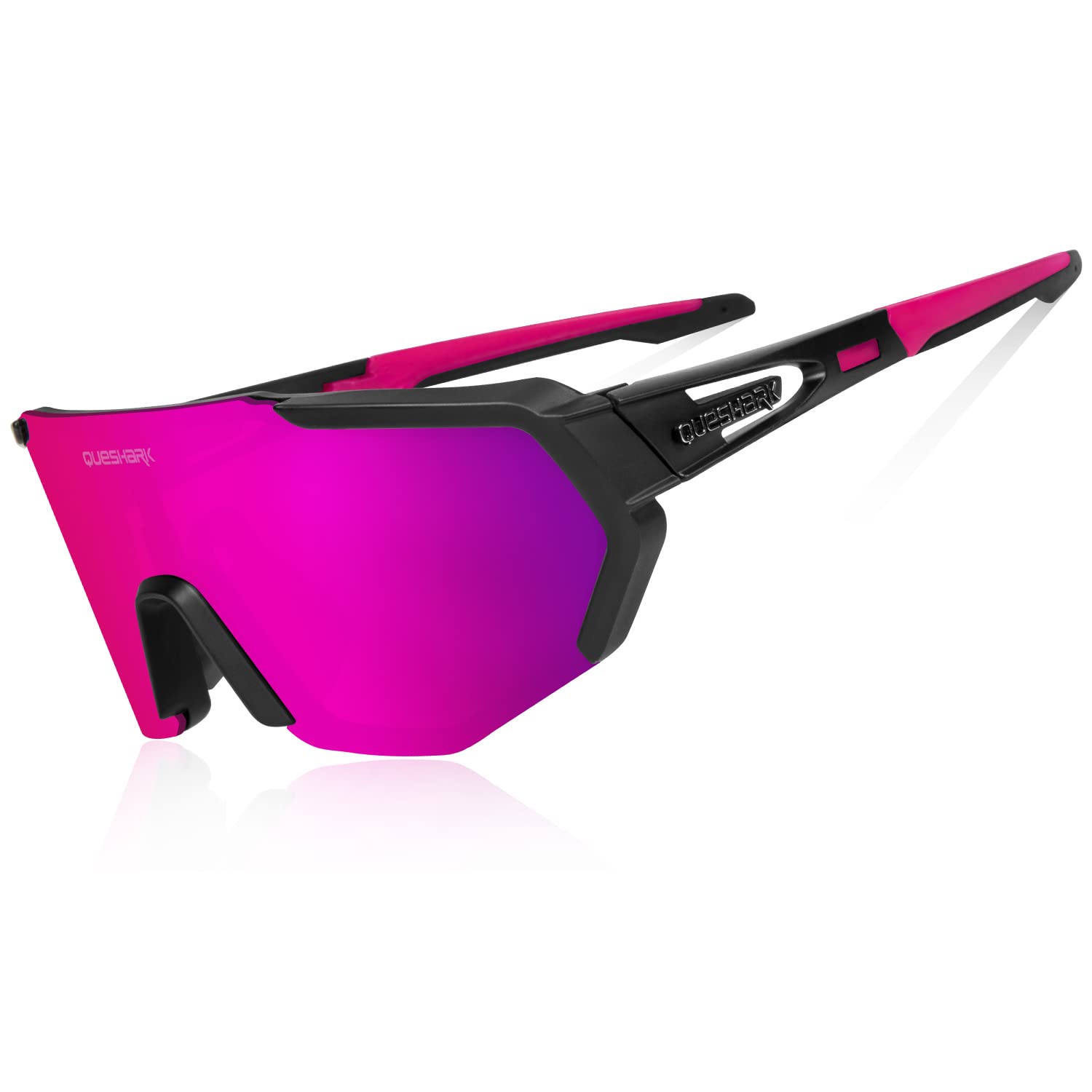 Queshark Polarizzati Anti-UV con 3 o 5 Lenti Occhiali da Ciclismo Bici MTB Intercambiabili per Sport Uomo Donna Guida Pesca Golf Baseball Corsa