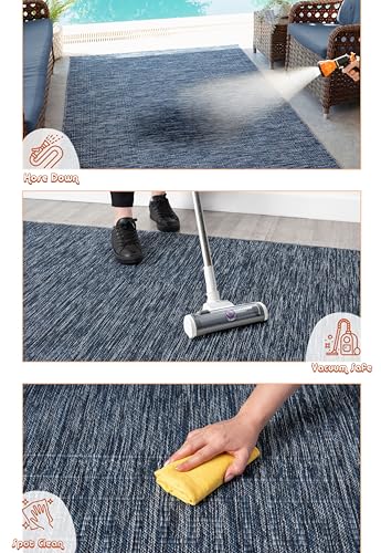 Tapete texturizado Diana plegable azul 5x7 para interior y exterior miniatura 4