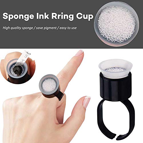 Tattoo Ink Ring Cups - Combofix 50pcs Microblading Pigment Glue Rings with Sponge Tattoo Ink Cups Caps Permanent Makeup Tattoo Eyelash Extension Glue Holder for Tattoo Supplies, Microblading Supplie - Image 3