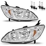 ROADEAL Headlights W/Bulbs for 2004 2005 Honda Civic 2/4Door Halogen Headlamp Replacement Driver & Passenger Side