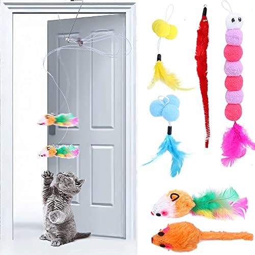 7 Pcs Self-Play Hanging Door Cat Toys for indoor Cats Adult Kitten Toys, Interactive Cat Toys Mouse for Hunting Exercise Cat Boredom Breakers