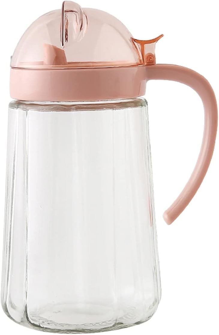 Oil dispenser for kitchen, Oil Dispenser Multicolor Glass Oil Bottle with Handle and Lid Household Kitchen Oil Bottle Leak-proof Oil Pourer (Color : Blue) (Color : Roze) ( Color : Roz ( Color : Roze )