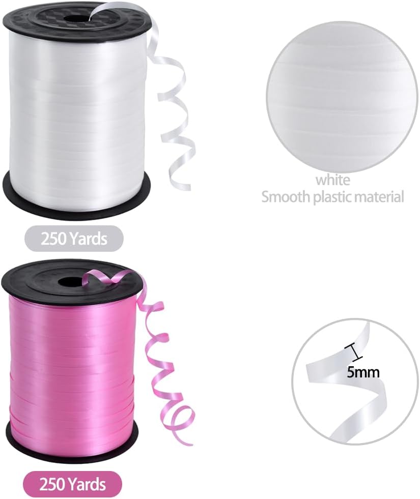 TONIFUL 500 Yards Curling Ribbon-Balloon Ribbon-Balloon String for Art&Craft Decor,Gift Wrapping,Ribbons and Bows for Christmas New Year Birthday Gifts Graduation Supplies (Pink and White) - Image 2