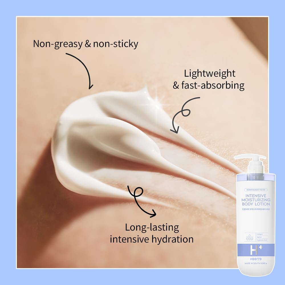 #OOTD Intensive Moisturizing Body Lotion, 750ml (25.36 fl oz.) Gentle Daily Moisturizer with Hyaluronic Acid & Collagen for Dry & Sensitive Skin