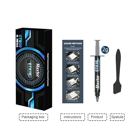 Maxtor CTG10 Thermal Compound Paste Heat Sink for IC/Processor/CPU/GPU/All Coolers, 14.5W/m.k Carbon Based High Performance, Thermal Interface Material (CTG10-2G)