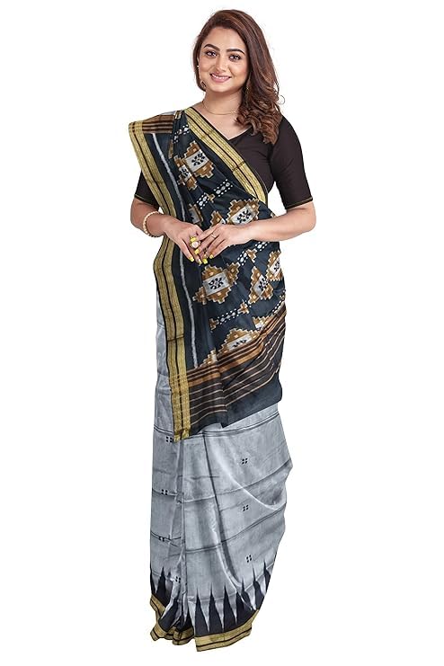 Image of Handmade Pure Bomkai Silk Saree Khandua Natural Silk Ikkat Saree For Women /Ethnic Wear /Traditonal Saree /Handloom Saree With Regular Fit Blouse Piece