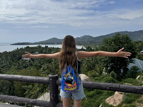 pindaloo cool Drawstring Backpack Bag - Blue 2 different sides logo.4