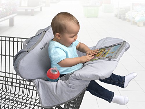 Lulyboo Baby Shopping and Grocery Cart and Highchair Cover Features iPad Cell Phone Tablet Device Clear Pockets For Toddler - Machine Washable Cover Folds Into Bag Fit Most Carts and Chairs 