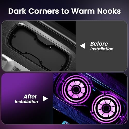 Image of LED Car Cup Holder Lights,7-Color Changing Cup Pad with Vibration Sensor, Rechargeable Car Cup Coasters, Cool Glowing Vehicle Interior Decor Accessories & Gifts for Car Lovers-2PCS