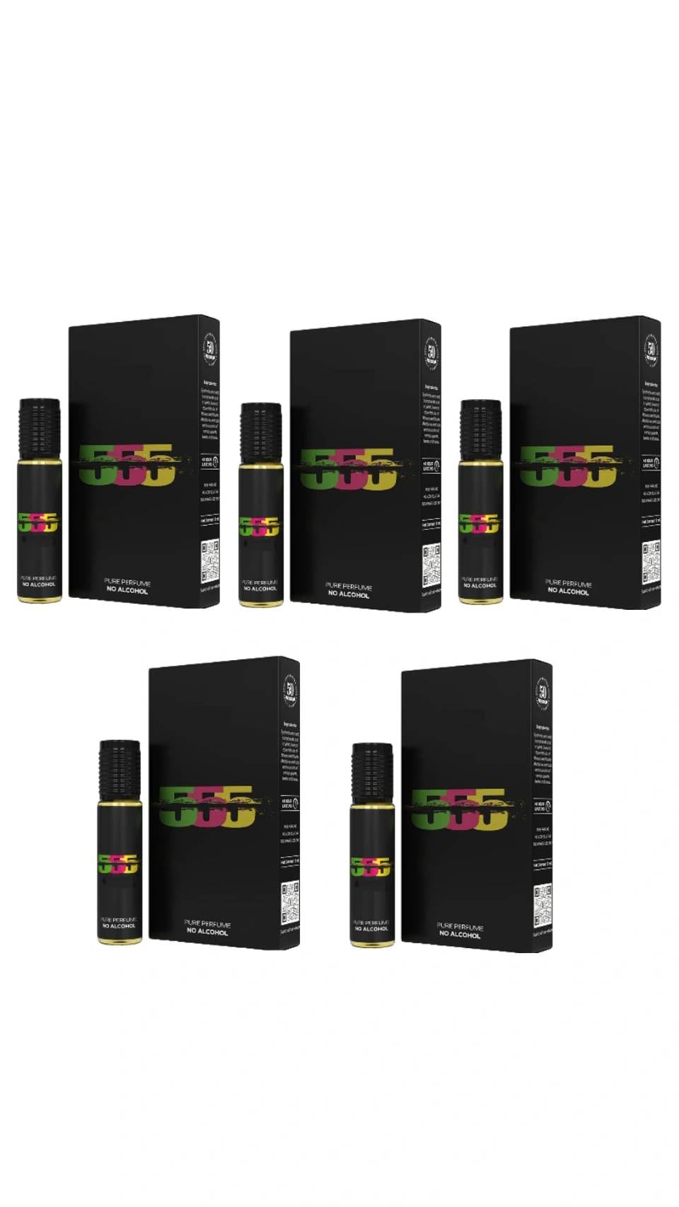 555-5 attar perfume oil for men & women | long lasting alcohol-free fragrance | natural concentrated ittar | roll-on perfume |set of 5