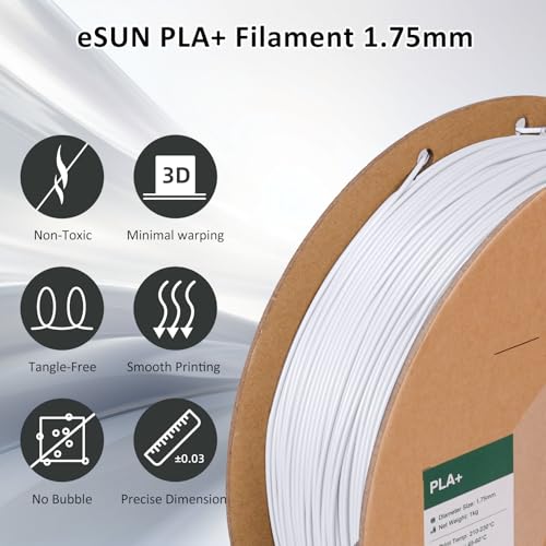 Image of eSUN PLA+ Filament 1.75mm Cold White 1KG, 3D Printer Filament Dimensional Accuracy + /- 0.03mm, 1kg Cardboard Spool(2.2lbs) 3D Printing Filament, Fits for Most FDM 3D Printers