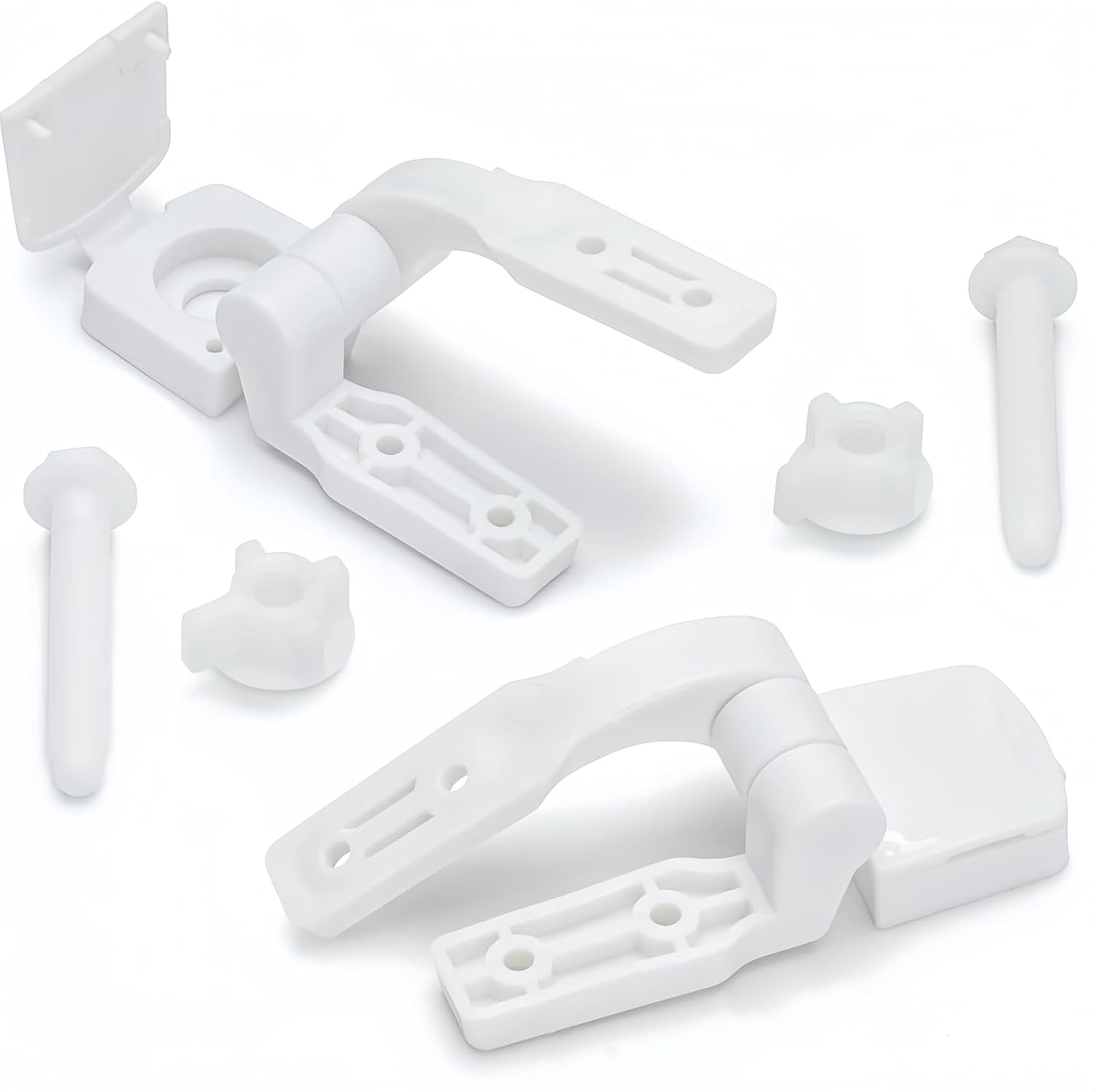 2PCS Universal White Plastic Toilet Seat Hinge Replacement Toilet Seat Hinge with Mounting Screws Suitable for Toilet Flaps