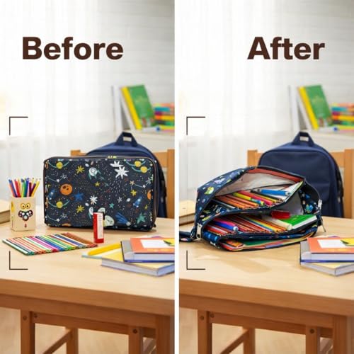 Image of 3 Zip Toileteries Organizer | Multipurpose All-in-One Compact, Foldable, Durable, Lightweight, Waterproof, Bag | Travel Friendly Pouch Ideal for Medicines & Toiletry (Outer Space Print)