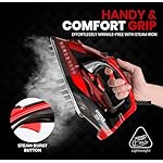 Utopia Home Steam Iron for Clothes - Non-Stick Soleplate - 1800W Clothes Iron With Auto-Off Safety Feature - Adjustable Thermostat Control, Variable Steam Control, Self-Clean, 8 Feet Cord (Black/Red) - Image 3