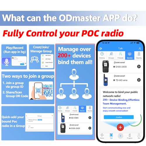 Image of TIDRADIO TD-G100 Rapid Unlimited Range 4G LTE PoC Radios Long Range Walkie Talkies with SIM Cards, Nationwide PPT Two Way Radios, Global Walkie-Talkie for Family, Logistics,Construction site,7 Pack