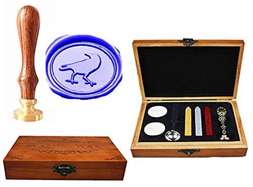Cachet de cire aigle en coffret bois de luxe avec cuillère pour scellement