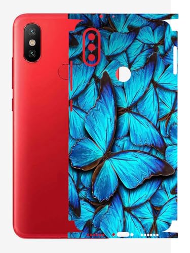 Image of AtOdds - Full Body Back Screen Guard Protector Film - Lamination Wrap Skin Sticker Compatible with Xiaomi Mi A2 | Scratchproof Matte Finish (Design - Butterfly)