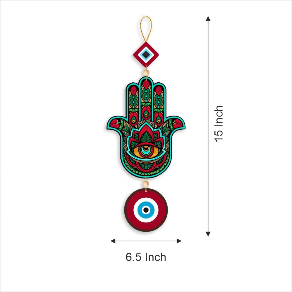 Nupur Studios “Hamsa Hand Evil Eye Red” Hanging for Home decor/positive energy/Hamsa Hand/Handcrafted Item/Wall Art/Decor/House Decor/Offices/Decoration/Good Luck Charm/Prosperity 2