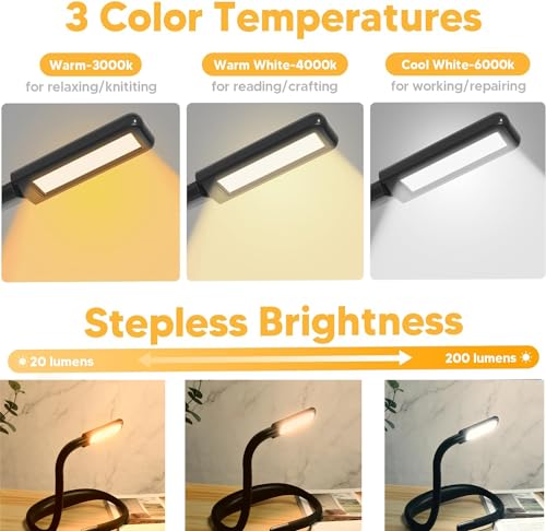 Luz de leitura, luz de livro recarregável para leitura na cama com função de memória - mini portátil