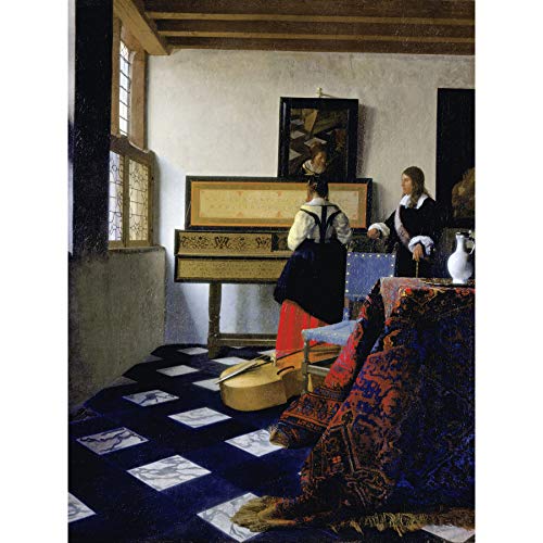 Johannes Vermeer - The Music Lesson Premium Wall Art Canvas Print (18x24 inches)