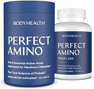 BodyHealth PerfectAmino Tablets (150ct Plus 30ct Travel Bottle), Essential Amino Acid with BCAAs + Lysine, Phenylalanine, Threonine, Methionine, Tryptophan, Supplement for Recovery & Strength