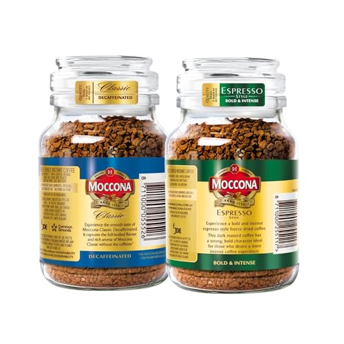 Image of Moccona Classic Decaffeinated + Espresso Instant Coffee - 200g (Pack of 2)| Imported Coffee | Premium Arabica & Robusta Blend | Freeze-Dried | Bold & Strong Flavor