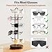 NiHome Rotating Eyeglass Display Rack for Sunglasses & Accessories, Space-Saving Organizer Holds 10 Pairs, Rustic Wooden Base & Industrial Iron Frame for Home & Office Decor, 360° Swivel Easy Access