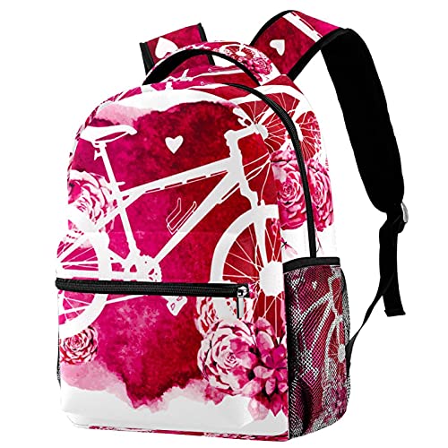 Sac à dos de voyage ergonomique rose motif floral avec compartiment bouteille intégré enfant