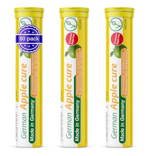 T&D German Apple Cure 60 Brausetabletten - Vegan, Zuckerfrei - Apfelessig + Vitamin B6 - Made in Germany T&D German Apple Cure 60 Brausetabletten - Vegan, Zuckerfrei - Apfelessig + Vitamin B6 - Made in Germany
