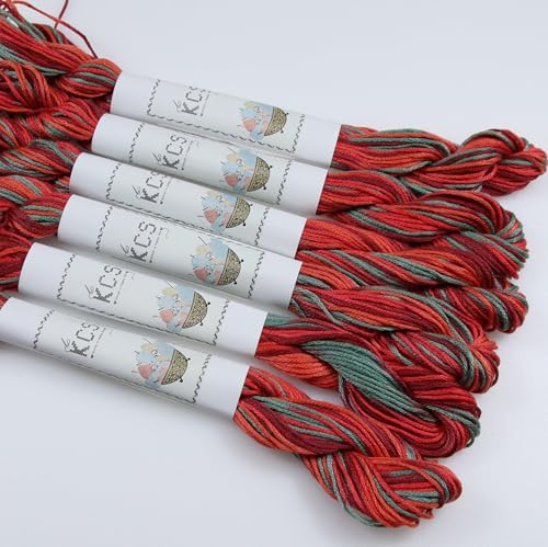 Image of KCS Big skeins of 25 Meters Size 25 Color Variegated Cross Stitch Stranded Threads,6 skeins,4517