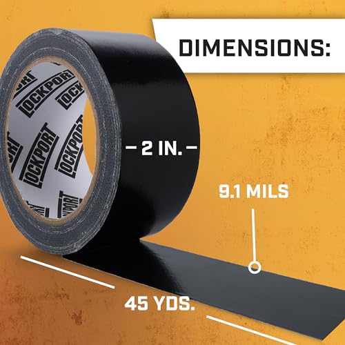 Image of Lockport Duct Tape Heavy Duty Waterproof,20 Yards x 2 Inch,Strong Adhesive Roll for Indoor & Outdoor Repair,No Residue,Tear by Hand - Duct Tape Bulk Value (Black, 1 Pack)